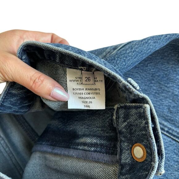 Revolve Boyish The Coby Steel Magnolia Denim High Rise Straight Jeans Size 26 - Picture 4 of 10